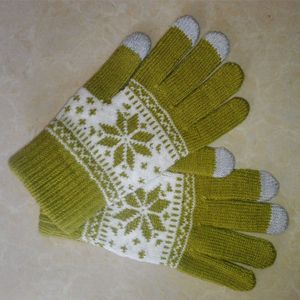 Winter Warm Touch Screen Handschoenen Mannen Vrouwen Wol Gebreide Handschoenen Snoep Kleur Snowflake Mittens Voor Mobiele Telefoon Tablet Pad
