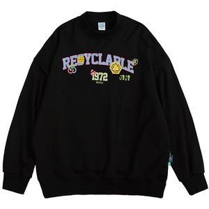 Inflatie Kleurrijke Brief Gedrukt Sweater Mannen Basic Trui Zwarte Comfort Oversized Sweatshirt Streetwear Mannen 1344W