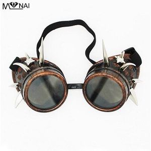 Retro Punk Lassen Ronde Bril Gothic Steampunk Stijl Cosplay Antieke Spikes Eyewear Rivet Bril Unieke