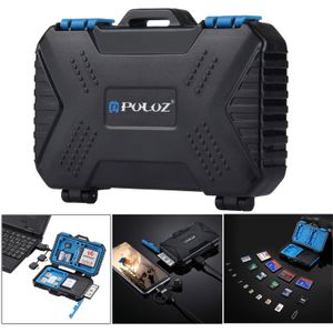 PULUZ Geheugenkaartlezer USB 3.0 SD CF TF Reader met OTG Fuction &amp; 21 Slots Waterdichte SD CF TF SIM Kaarten Case Houder voor Tab