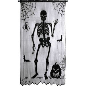 Skull Halloween Deur Gordijn Zwart Mesh Gordijn Festival Decoratie Opknoping Ornament 213x105cm
