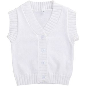 Pasgeboren Meisje Jongen V-hals Vesten Knit Herfst Mouwloze Trui Button Down Anti-Pilling Wol Vest