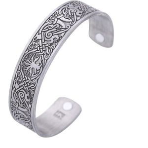 Viking Boom Van Leven Totem Manchet Magnetische Bangle Armband Mannen Retro Mechanische Vogel Classic Party Sieraden