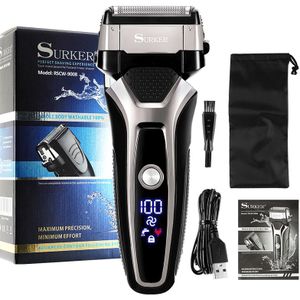 Usb Oplaadbare Elektrische Scheerapparaat Rvs Scheren Machine Mannen 3D Triple Drijvende Scheermes Scheerapparaat Kapper Trimmer