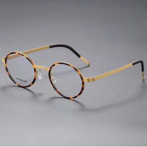 Denemarken Titanium Brilmontuur Mannen Ultralight Retro Ronde Recept Bril Vrouwen Optische Schroefloos Eyewear 9707