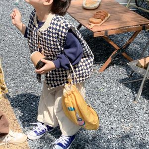 Koreaanse Stijl Jongens En Meisjes Mode Plaid Gewatteerde Dikke Vesten Winter Unisex Losse Mouwloze Vesten