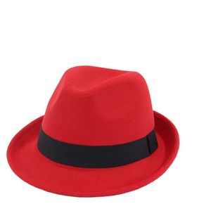 Fs Mode Jazz Cap Voor Mannen Vrouwen Korte Rand Wol Trilby Fedora Vilten Hoeden Vintage Lente Herfst Panama Zwart Camel rood Blauw Hoed