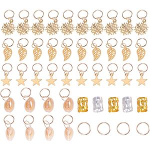 80Pcs Haar Vlecht Sieraden Meerdere Hangers Soild Manchetten Laat Sneeuwvlok Shell Ster Haar Decoraties