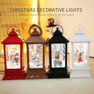 Kerst Musical Sneeuw Lantaarn Leds Kerstverlichting Lamp Kerstman Shaped Verlichting Met 3 Nummers Voor Christmas Party