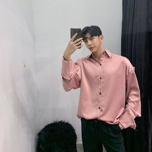 Mannen Losse Casual Lange Mouw Shirts Mannelijke Harajuku Streetwear Vintage Modeshow Overhemd Nachtclub Stadium Kleren