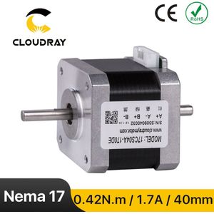 Cloudray Nema 17 Stappenmotor 40Mm 42Ncm 1.7A Dubbele As 2 Fase Stappenmotor Voor Cnc 3D Printer Graveren freesmachine