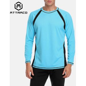 Attraco Mannen Lange Mouw Rashguard Dry-Fit Shirts Mannen Duiken Surf Shirt UV-Bescherming Rash Guards Top UPF 50 + Patchwork Beachwear