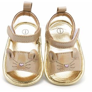 Zomer Meisje Sandalen Pasgeboren Baby Leuke Kat Zachte Zolen Gouden Prinses Mode Baby Meisje Sandalen Baby Schoenen 0-18M