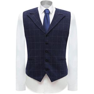 Tweed Mens Business Vest Boutique Wol Plaid Slim Fit Single-Breasted Katoenen Pak Vest Vest Voor Bruiloft Bruidsjonkers