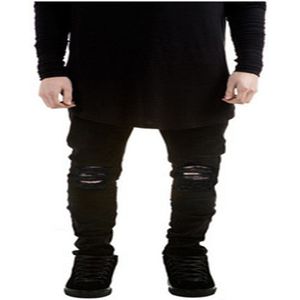 DIAOOAID Stretch Knie Ripped Black Skinny Jeans Mannen Slim Hip Hop Swag Elastische Broek Jongen Ripped Mannelijke broek