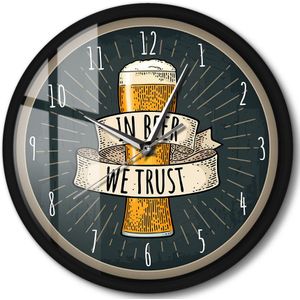 In Bier We Vertrouwen Bar Kunstwerk Smart Voice Control Wandklok Met Led Licht Keuken Alcohol Decor Metalen Frame Ronde klok Horloge