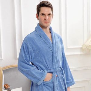Badjas mannen katoen gewaad winter Lange handdoek fleece Pyjama Mannen Nachtjapon zachte warme dikke liefhebbers Nachtkleding kimono homme gown