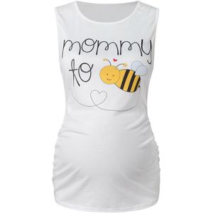 Zwangerschap Kleding Vrouwen Moederschap Mouwloze Cartoon Honeybee Print Tank Tops Zwangerschap Vest Verpleging Top Chaleco Verano Mujer