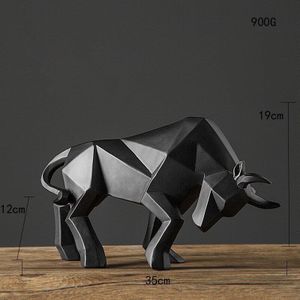 Vilead Abstracte Stier Standbeeld Geometrische Vee Sculptuur Ornament Beeldjes Morden Huis Woonkamer Office Desktop Decor