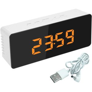 1 Pcs Multifunctionele Digitale Spiegel Led Display Wekker Bureauklok Temperatuur Kalender Snooze Functie Met Usb Kabel