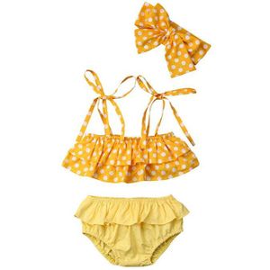 Casual Slim Peuter Kids Baby Meisje Polka 3 Pcs Bikini Set Badpak Badmode Zwemmen Zwemmen Zomer Kleding Voor Meisjes