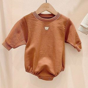 Baby Totale Outfits Pak Lente Herfst Katoen Losse Bodysuit Jongen Babykleertjes Onesie Baby Driehoek Cartoon Beer Jumpsuit 0-24 M