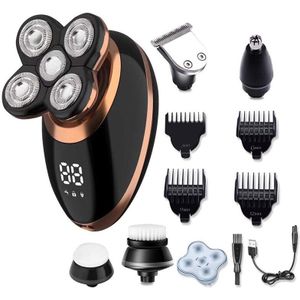 Elektrische Scheerapparaten Voor Kale Mannen 4D Elektrische Scheermes 5 In 1 Neus Baard Trimmer Tondeuse Scheren Kit Usb Oplaadbare
