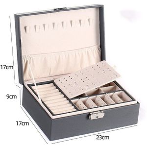 Double-Layer Pu Lederen Sieraden Doos Oorbellen Ketting Sieraden Opbergdoos Multifunctionele Sieraden Organizer