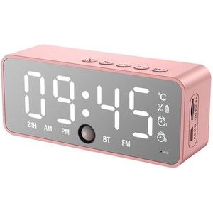 Led Spiegel Wekker Digitale Snooze Tafel Klok Wake Up Light Temperatuur Display Woondecoratie Draadloze Bluetooth Speaker
