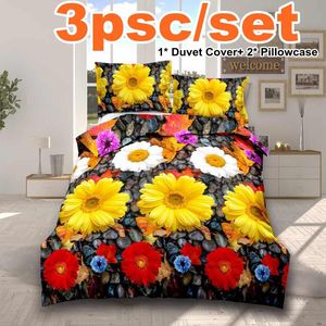 3Pcs Luxe Beddengoed Set Dekbedovertrek Chrysant Bohemian Dekbed Spreien Bedcloth Thuis Textiel