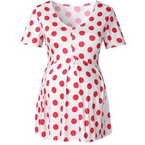 Stijl Zwangere Vrouwen Ruches Blouses Moederschap Kleding Golf Polka Dot Korte Mouwen O Hals Tops Soft Blouse S-2XL