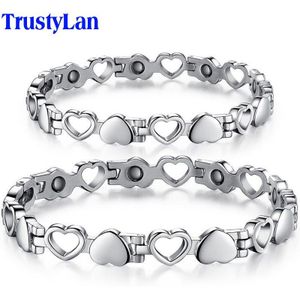 Trustylan Mode Magneten Armband Mannen Gezondheid Magnetische Rvs Womens Heren Armbanden Hart Vorm Koppels Polsbandjes