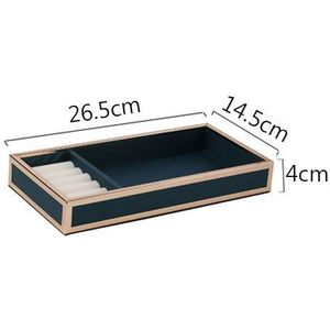 Jinserta Metalen Opbergvak Sieraden Display Plaat Oorbellen Ringen Armband Cosmetische Organisator Pu Lederen Desktop Diversen Tray