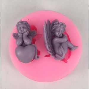 3D Dubbele Slaap Baby Angel Chocolate Cake DIY Decorating Mould Zeep Vorm Gips Siliconen Mal Kaars Maken Tool Klei Ambachten