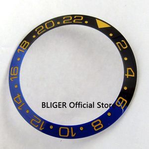 38mm black blauwe keramische bezel geel gouden marks horloge bezel insert fit 40mm case SUB Automatische beweging Horloges