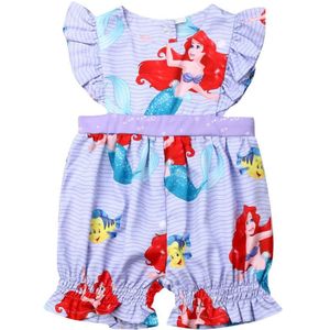 Zomer Leuke Baby Kids Baby Meisjes Rompertjes Cartoon Print Ruches Korte Mouw Jumpsuits Rompertjes 0-5Y