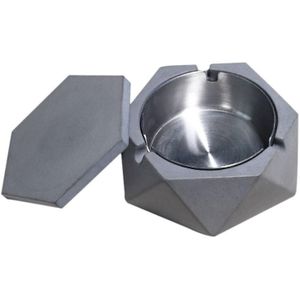 Creatieve Auto Asbak Cement Asbak Weerstand Ash Tray Houder Voor Auto Thuis (Cement Grijs Met Deksel)