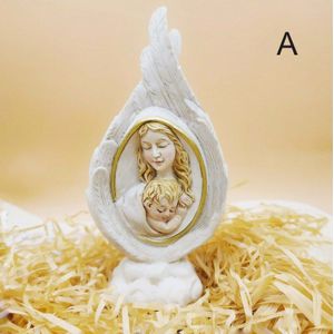 Jesus Hars Ornament Maagd Maria En Kind Kerststal Met Engelenvleugels Destop Standbeeld Jesus Standbeelden Et Sculpturen Jezus Standbeeld