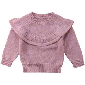 0-3Y Pasgeboren Baby Meisje Herfst Trui Tops Kids Winter Mode Solid Ruffle Gebreide Warme Jas Bovenkleding Kleding