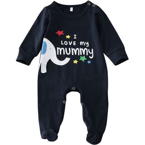 0-6M Pasgeboren Kids Baby Jongens Meisjes Footies Lange Mouwen Gestreept Cartoon Print Kleding Outfit Sets