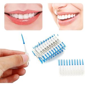 Y & W & F 120 pcs Interdentale Dual Tandenstoker Flosser Tandenborstel Draagbare Diepe Reiniging Tanden Dental Gum Borstel tool