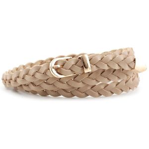 Vrouwen Pu Leer Gevlochten Riem Gouden Pin Gesp Riem Mode Causale Jeans Jurk Tailleband 1.2Cm Dunne Riem p82