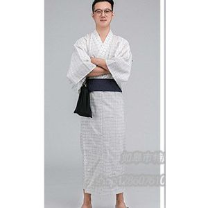 Mannelijke Traditionele Japan Kimono Badjassen Heren 100% Katoen Robe Yukata Mannen Nachtjapon Badjas Zomer Nachtkleding met obi A52602