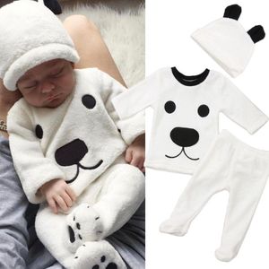 Pasgeboren Peuter Baby Baby Meisje Jongen Lange Mouw Tops Broek Hoed 3Pcs Leuke Puppy Outfits Set Pluizige kleding