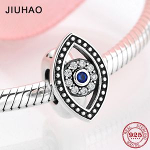 925 Sterling Zilver Duidelijk Cz Evil Blue Eye Spacer Stopper Fijne Kralen Fit Originele Europese Bedelarmband Sieraden Maken