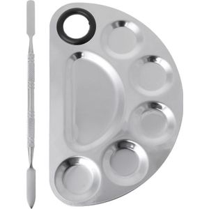 Roestvrij Staal Verf Palet Lade Mengstaaf Spatel Set Voor Nail Art Supply Schoolbenodigdheden Aquarel Olieverf Make-Up