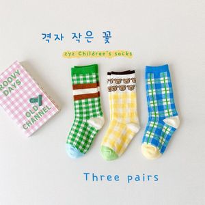 3 Paren/partij Z286 Lente Cototn Bloemen Plaid Koreaanse Meisjes Sokken Knie Hoge Sokken Meisjes Sokken Kinderen