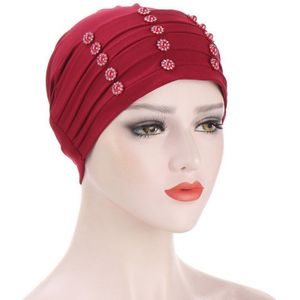 Bohemian Hijab Caps Women Stretchy Hijab Scarf Autumn Winter Warm Headwear Casual Streetwear Flower Muslim Indian Hats