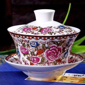 Houmaid drinkware blauw en wit keramiek theekopje en schotel set porselein op-geglazuurde tea cup met cover van Jingdezhen china