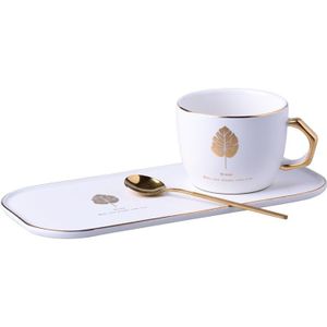 Nordic Stijl Thee Cup Set Moderne Gebruiksvoorwerp Porselein Europese Keramische Kopje Koffie Servies Sets Gouden Rand Xicara Drinkware EB50BD
